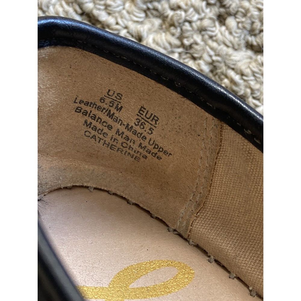 Women's Sz 6.5 SAM EDELMAN Catherine Slip On Black Leather Platform Espadrille - Picture 8 of 9